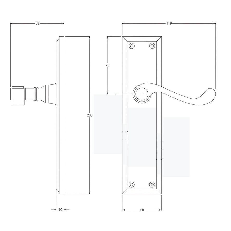 TradCo Milton Lever Long Backplate Passage Set Matte Black