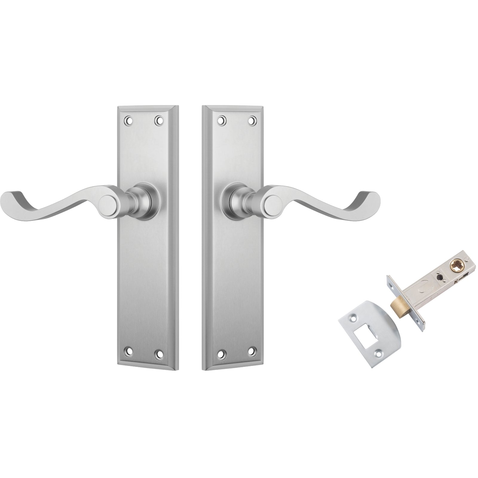 TradCo Milton Lever Long Backplate Passage Set Satin Chrome 0794KPASS60 - The Blue Space