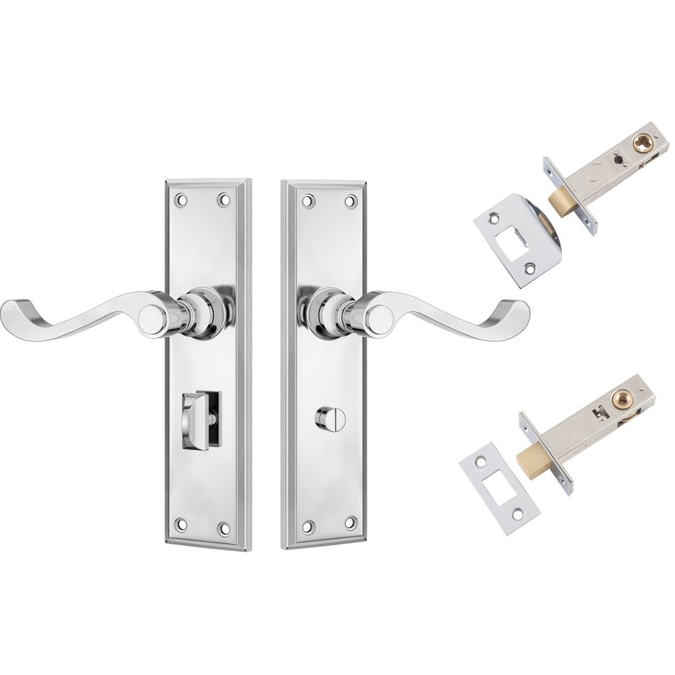 TradCo Milton Lever Long Backplate Privacy Set Chrome Plated