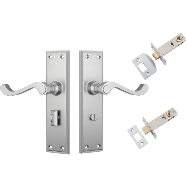 TradCo Milton Lever Long Backplate Privacy Set Satin Chrome 0794KPRIV60 - The Blue Space