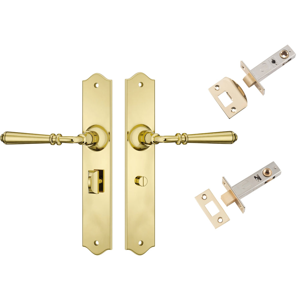 TradCo Reims Lever Long Backplate Privacy Set Polished Brass