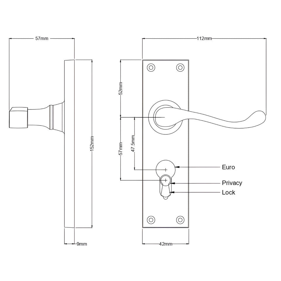 TradCo Victorian Lever Long Backplate Entrance Set with High Security Lock Chrome Plated