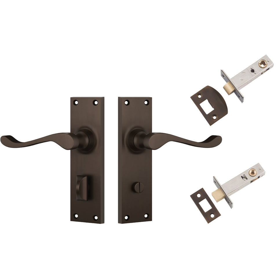TradCo Victorian Lever Long Backplate Privacy Set Antique Brass