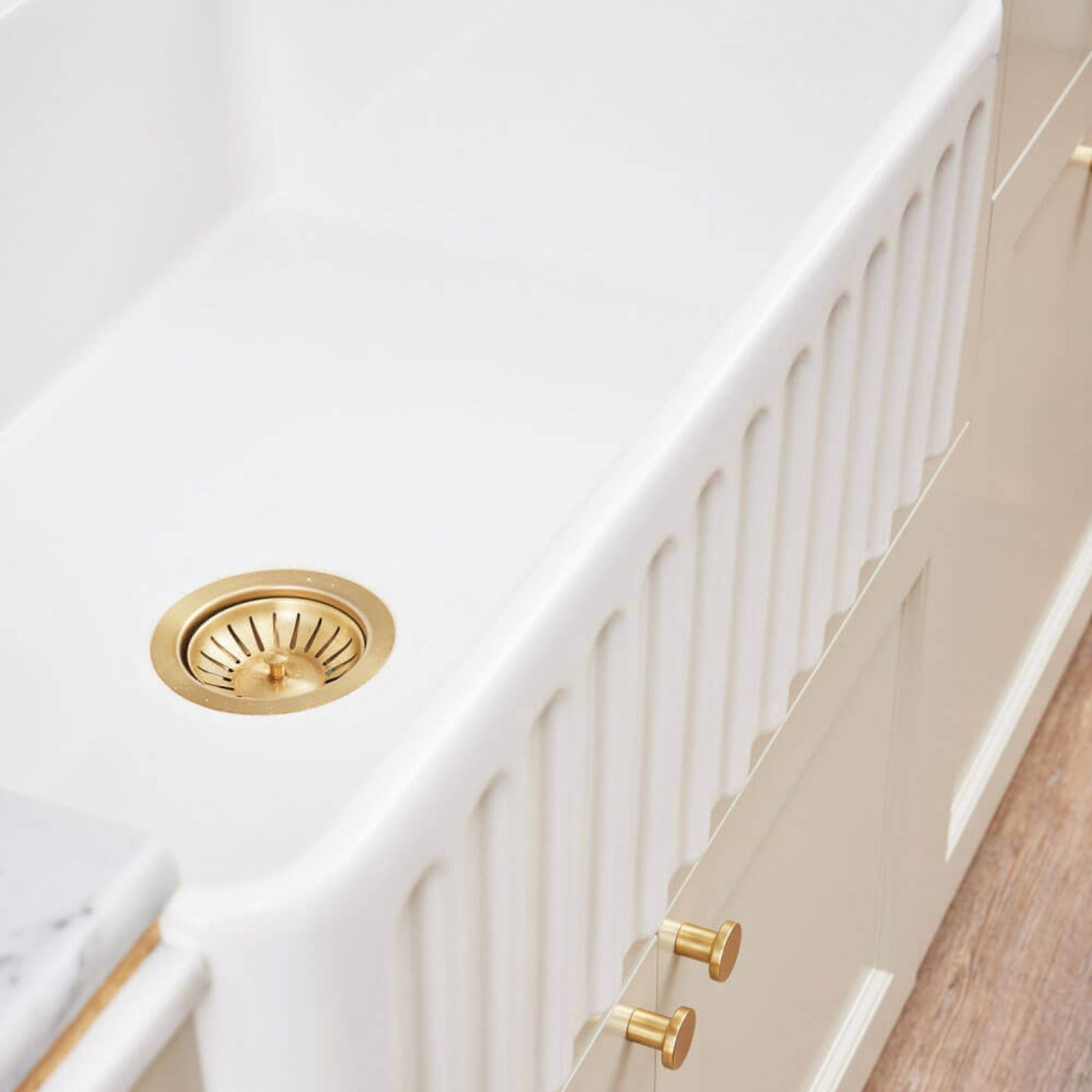Lifestyle 1 Turner Hastings 90 x 50mm Brushed Brass Basket Waste 90BW-BB - The Blue Space
