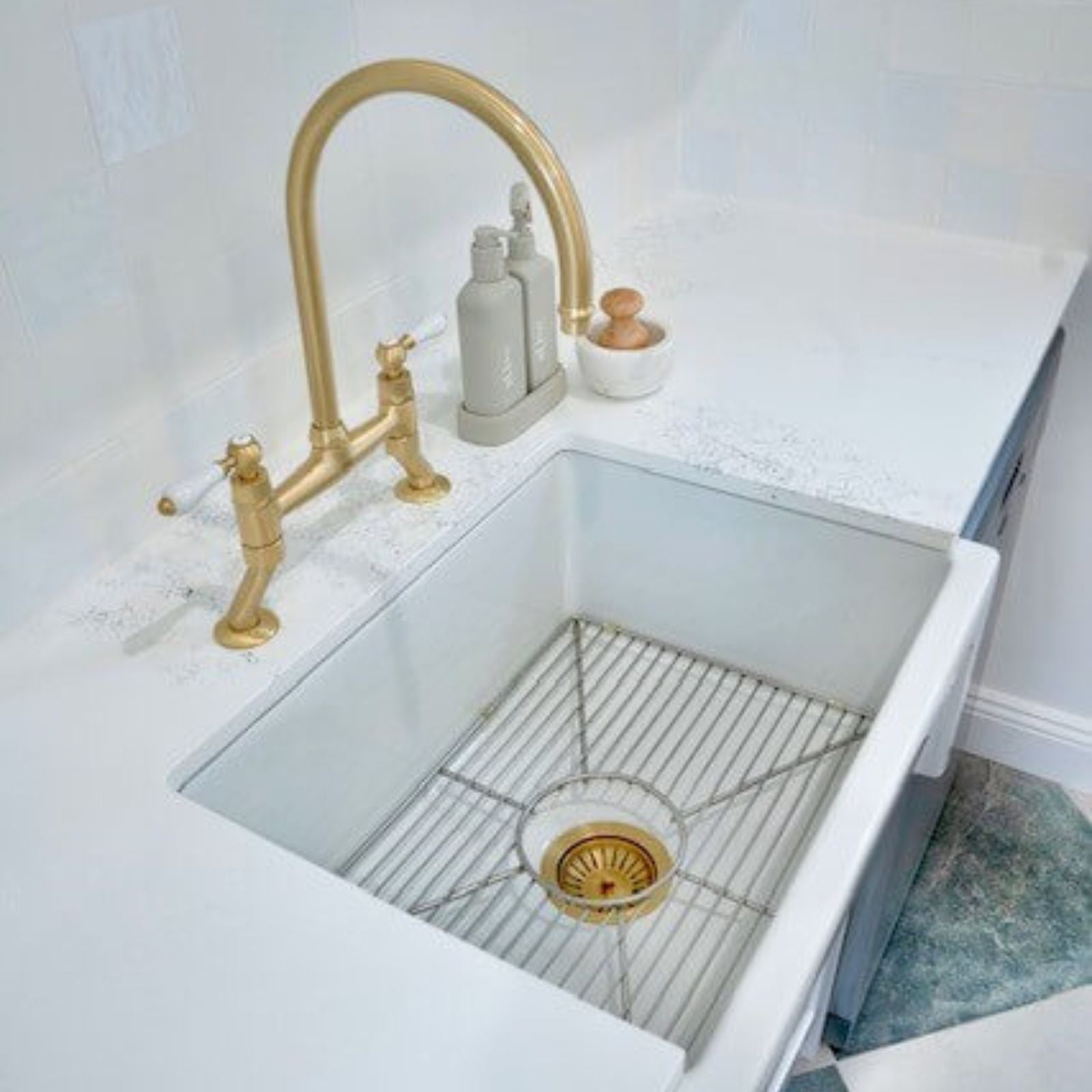 Lifestyle 4 Turner Hastings 90 x 50mm Brushed Brass Basket Waste 90BW-BB - The Blue Space