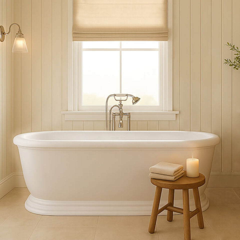 Turner Hastings Camden 180 x 85 TitanCast Bath - Satin Silk White with Overflow