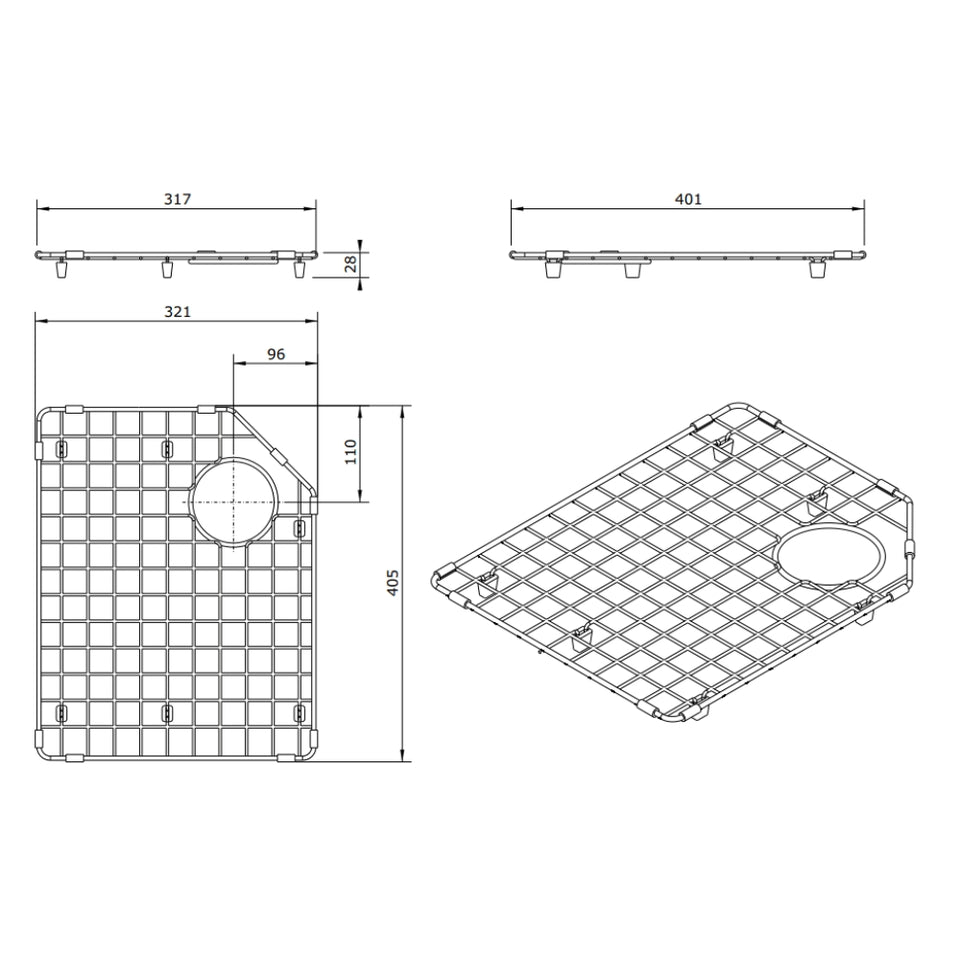 Turner Hastings Chester 80x50 Protective Stainless Steel Grid - LHB - Brushed Brass
