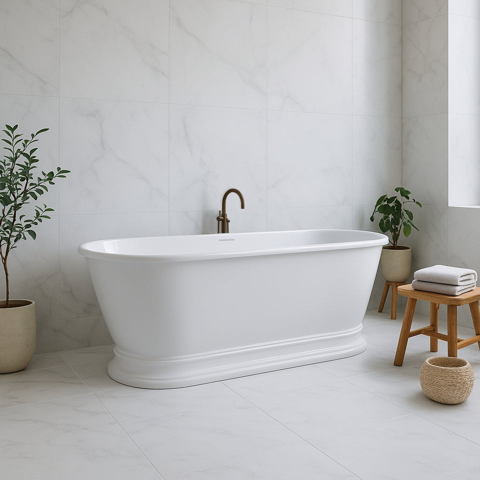 Turner Hastings Claremont 170 x 84 MagnaCast Free Standing Bath - Gloss White No Overflow