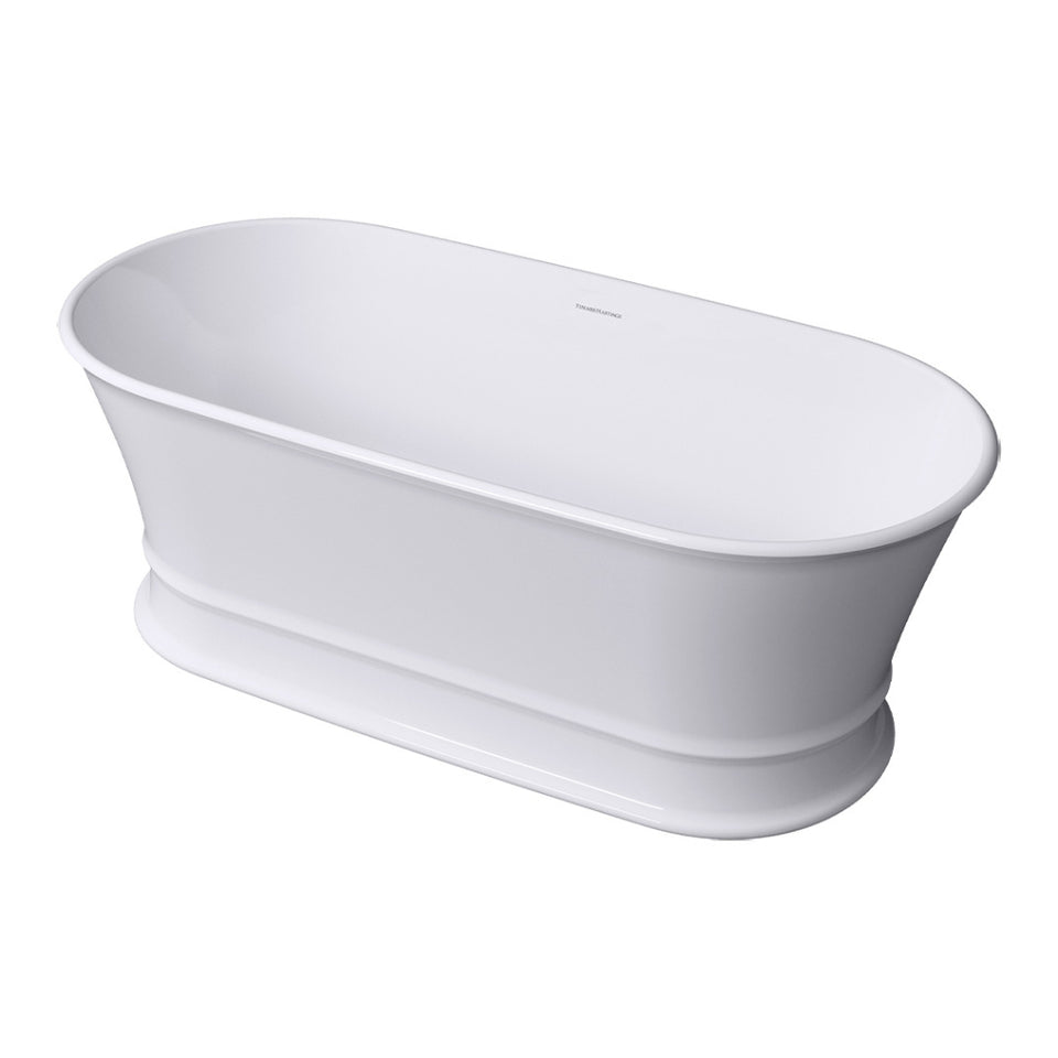 Turner Hastings Claremont 170 x 84 MagnaCast Free Standing Bath - Gloss White with Overflow