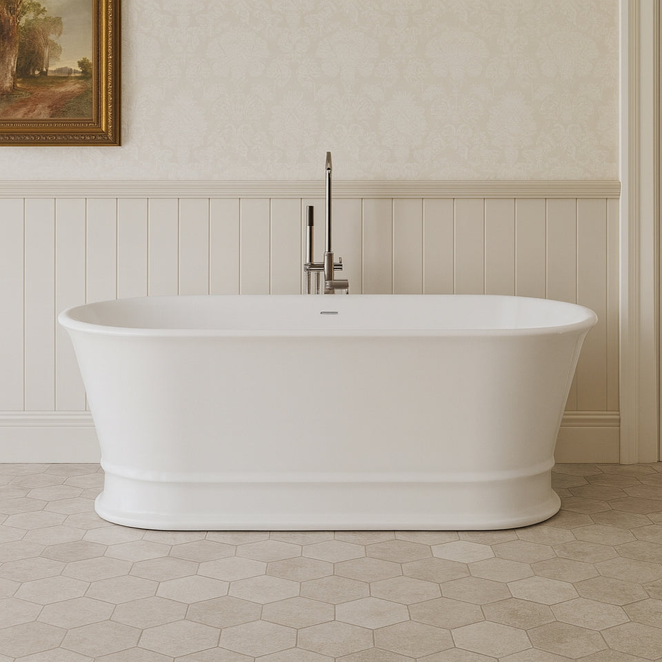 Turner Hastings Claremont 170 x 84 MagnaCast Free Standing Bath - Gloss White with Overflow