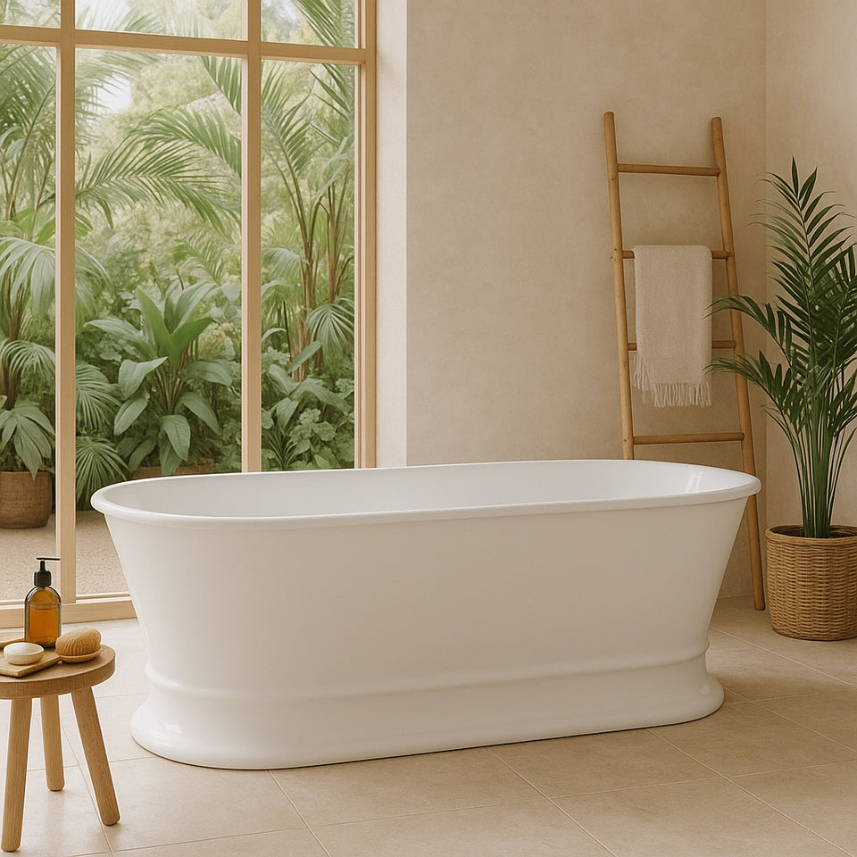 Turner Hastings Claremont 170 x 84 MagnaCast Free Standing Bath - Gloss White with Overflow