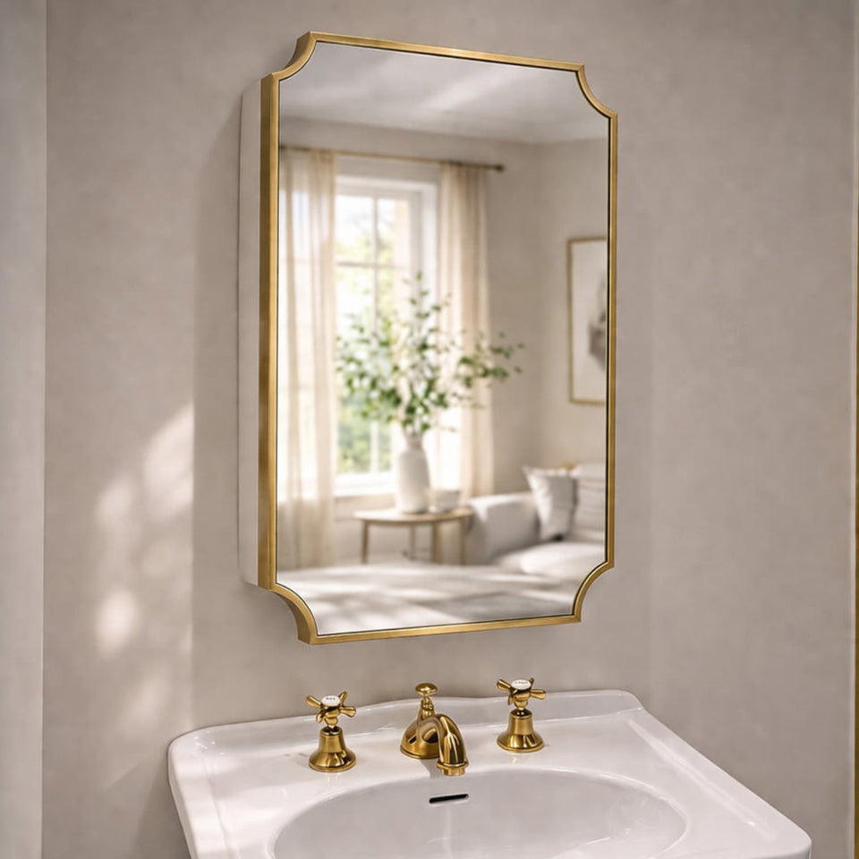 Turner Hastings Claremont 800x500mm Shaving Cabinet - Brushed Brass