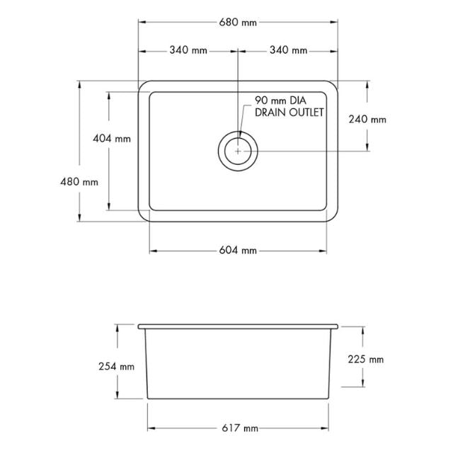 Turner Hastings Cuisine 68 x 48 Inset/Undermount Matte White Sink