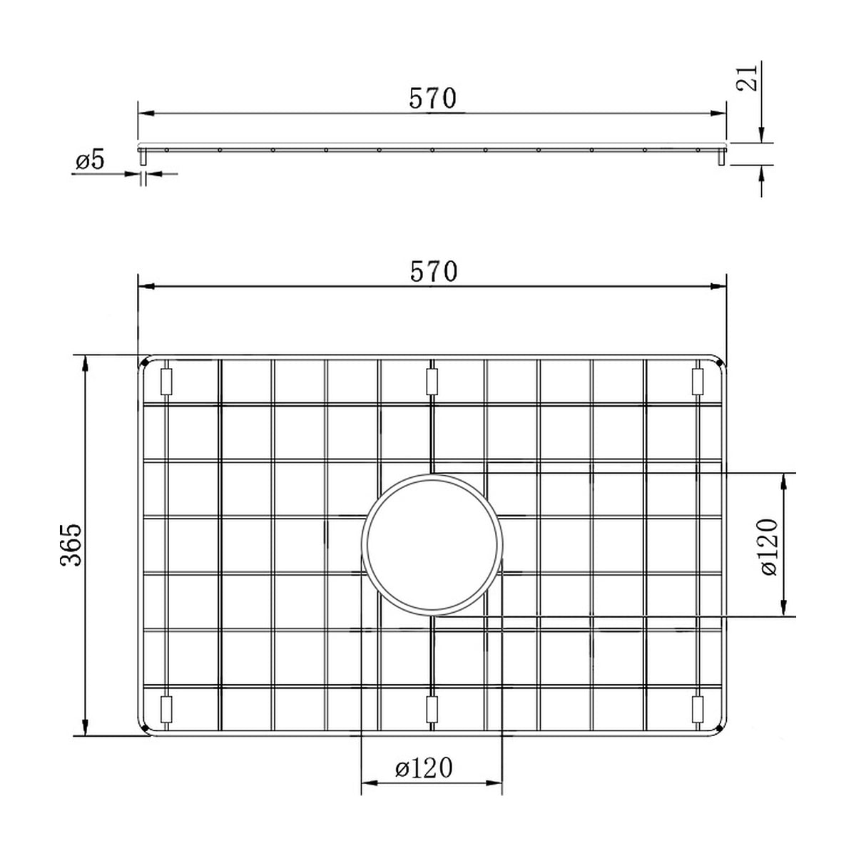 Technical Drawing Turner Hastings Cuisine 68x48 Protective Grid - Brushed Brass CU681SSG-BB - The Blue Space