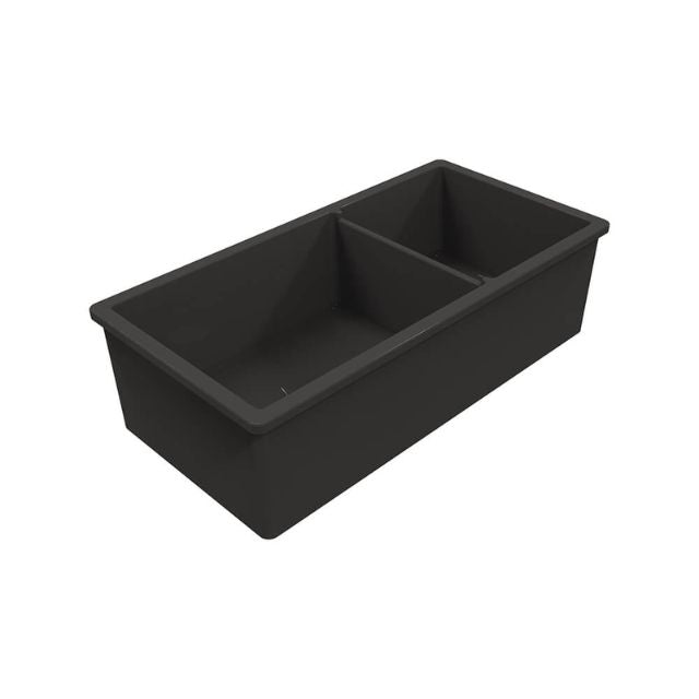 Angle Turner Hastings Cuisine 93 x 48 One And A Half Bowl Inset/Undermount Fine Fireclay Matte Black Sink CUD93FS-MB - The Blue Space
