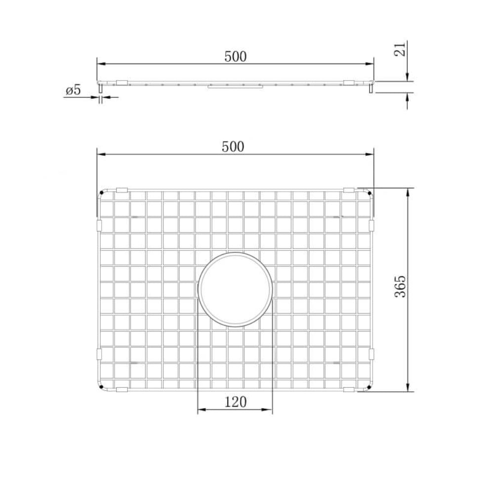Technical Drawing Turner Hastings Cuisine Stainless Steel Grid 60x46 CU60SSG - The Blue Space
