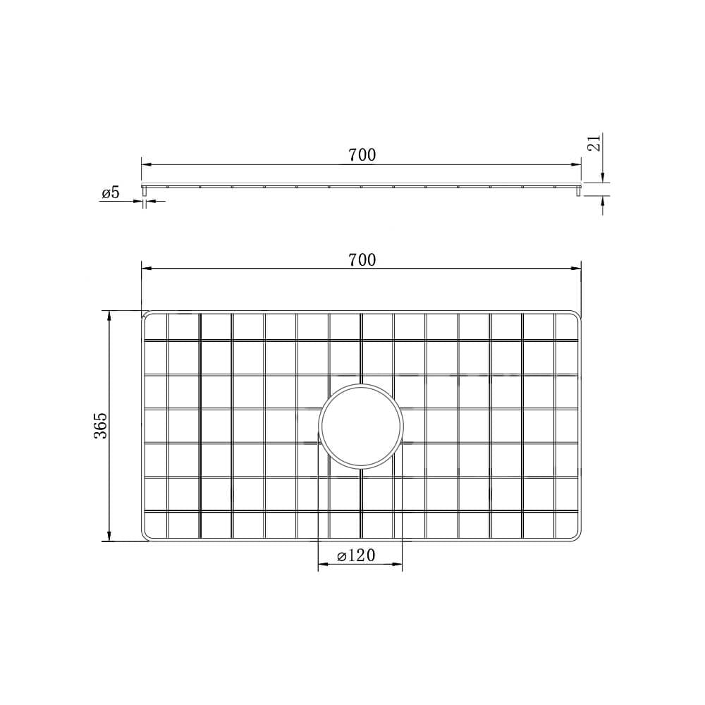 Technical Drawing Turner Hastings Cuisine 81x48 Protective Stainless Steel Grid - Brushed Brass CU812SSG-BB - The Blue Space