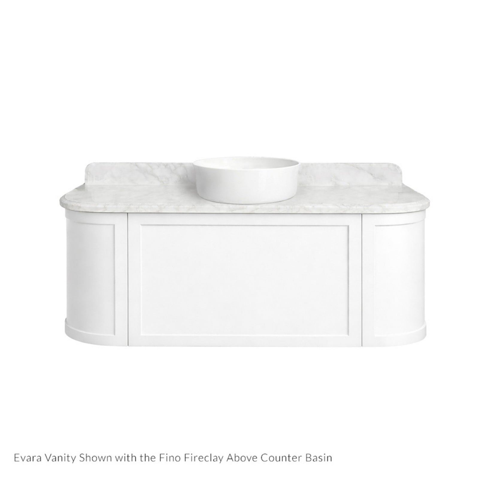 Basin 1 Turner Hastings Evara 120 x 53 Wall Hung Vanity with Real Marble Top & Above Counter Basin - White EV123-WH-NTH - The Blue Space