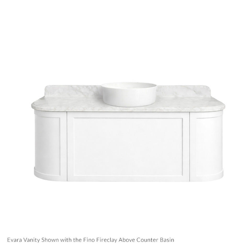 Turner Hastings Evara 120 x 53 Wall Hung Vanity with Real Marble Top & Above Counter Basin - White