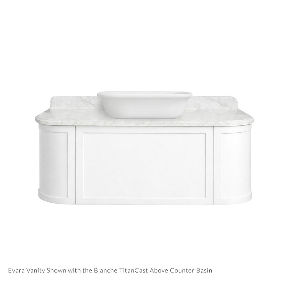 Turner Hastings Evara 120 x 53 Wall Hung Vanity with Real Marble Top & Above Counter Basin - White