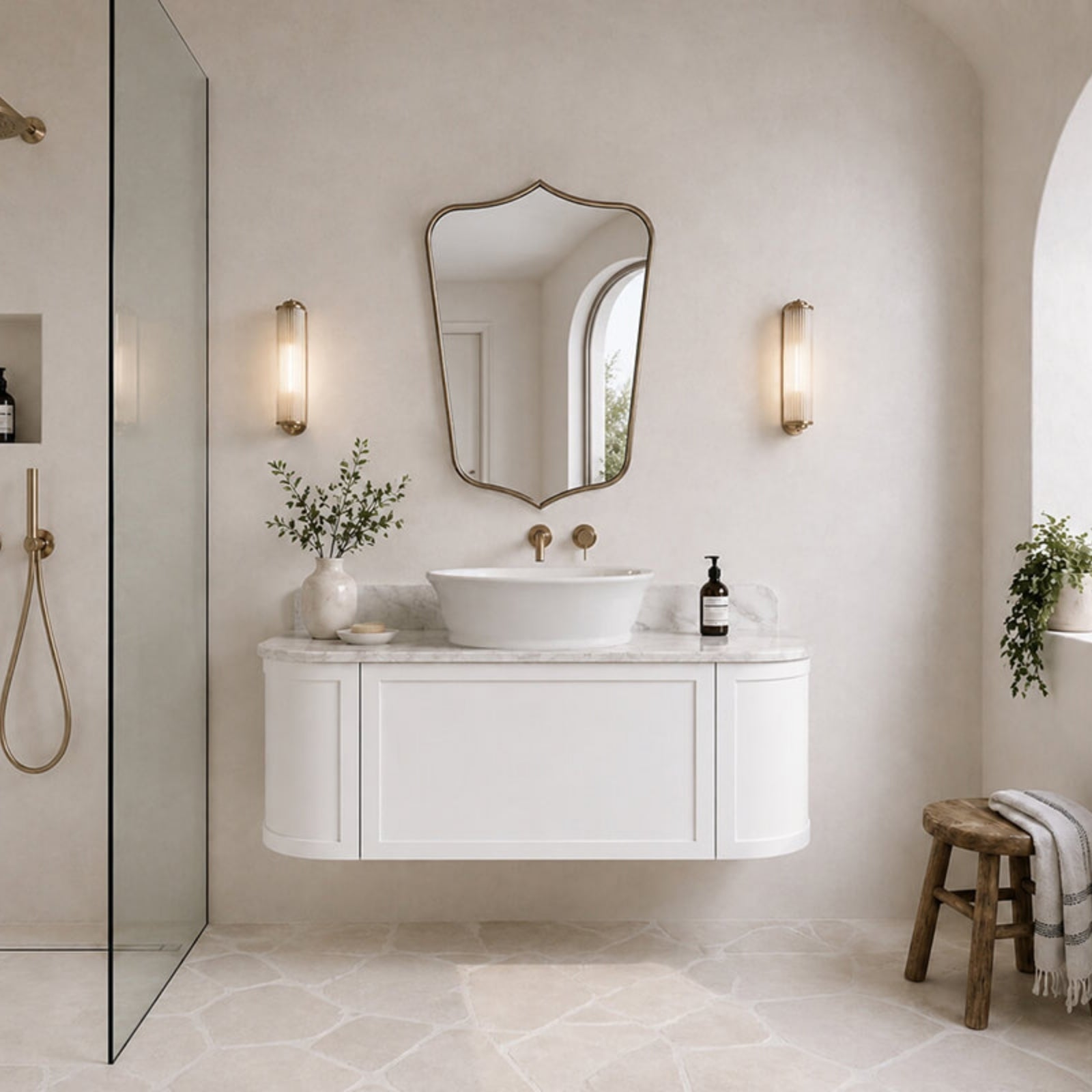 Lifestyle Turner Hastings Evara 120 x 53 Wall Hung Vanity with Real Marble Top & Above Counter Basin - White EV123-WH-NTH - The Blue Space