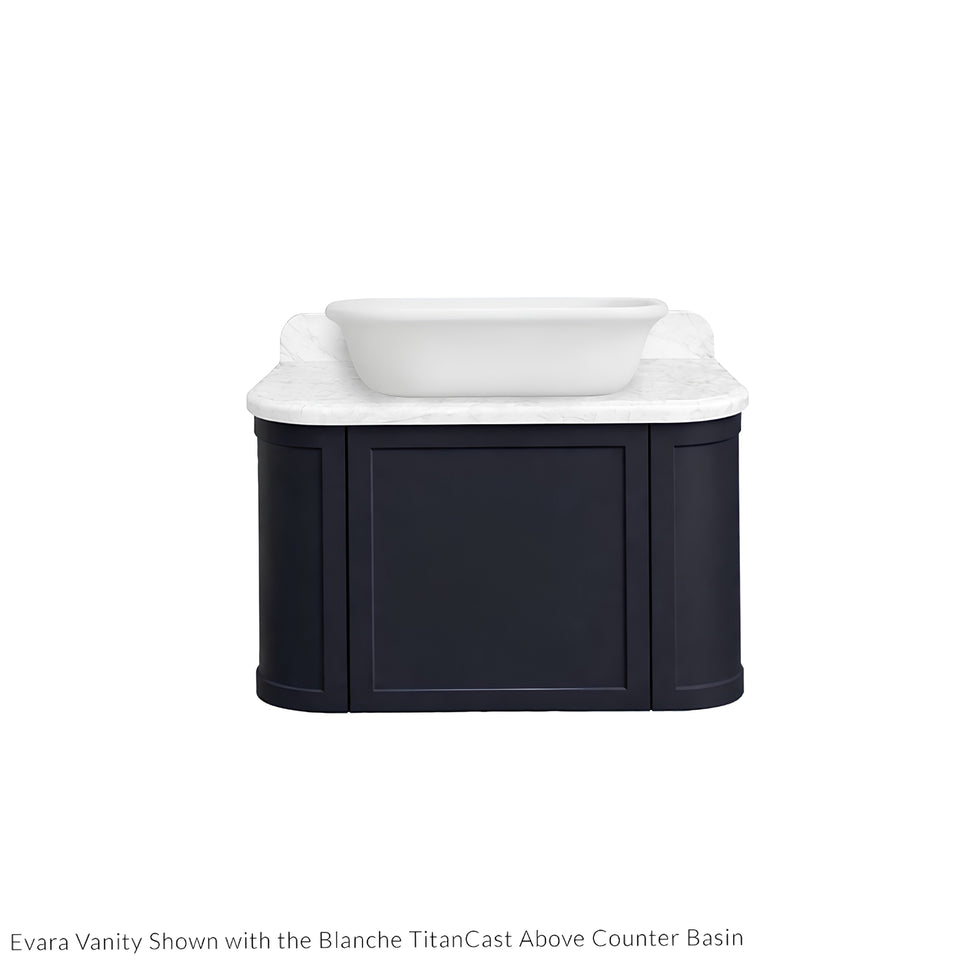 Turner Hastings Evara 75 x 53 Wall Hung Vanity with Real Marble Top & Above Counter Basin - Aegean Blue