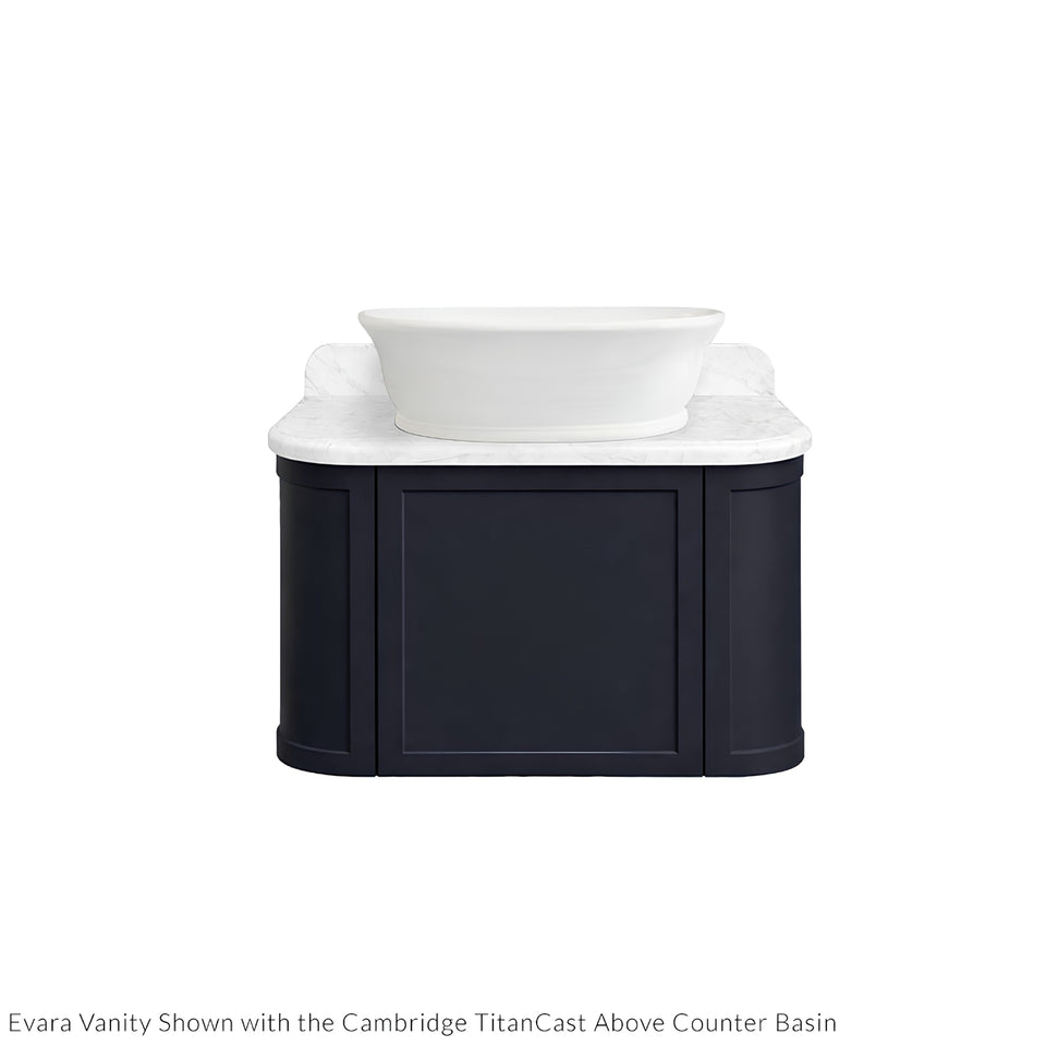 Turner Hastings Evara 75 x 53 Wall Hung Vanity with Real Marble Top & Above Counter Basin - Aegean Blue