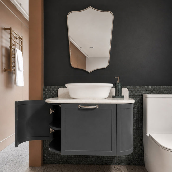 Lifestyle 1 Turner Hastings Evara 75 x 53 Wall Hung Vanity with Real Marble Top & Above Counter Basin - Aegean Blue EV755-AB-NTH - The Blue Space