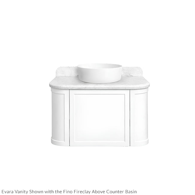 Basin 1 Turner Hastings Evara 75 x 53 Wall Hung Vanity with Real Marble Top & Above Counter Basin - White EV753-WH-NTH - The Blue Space