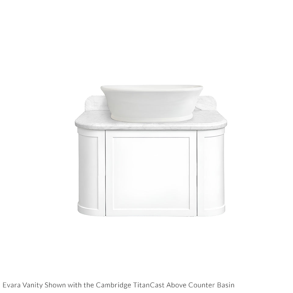 Turner Hastings Evara 75 x 53 Wall Hung Vanity with Real Marble Top & Above Counter Basin - White