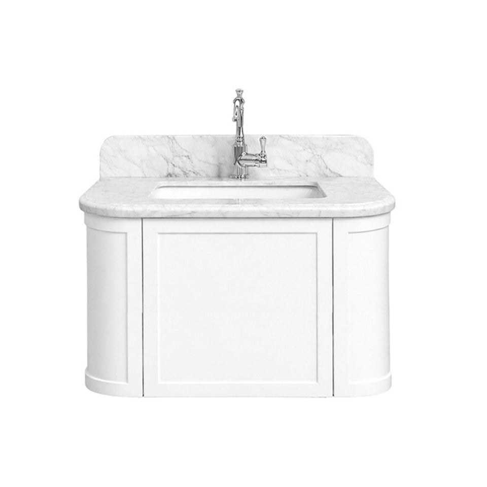 Turner Hastings Evara 75 x 53 Wall Hung Vanity with Real Marble Top & Under Counter Basin - White