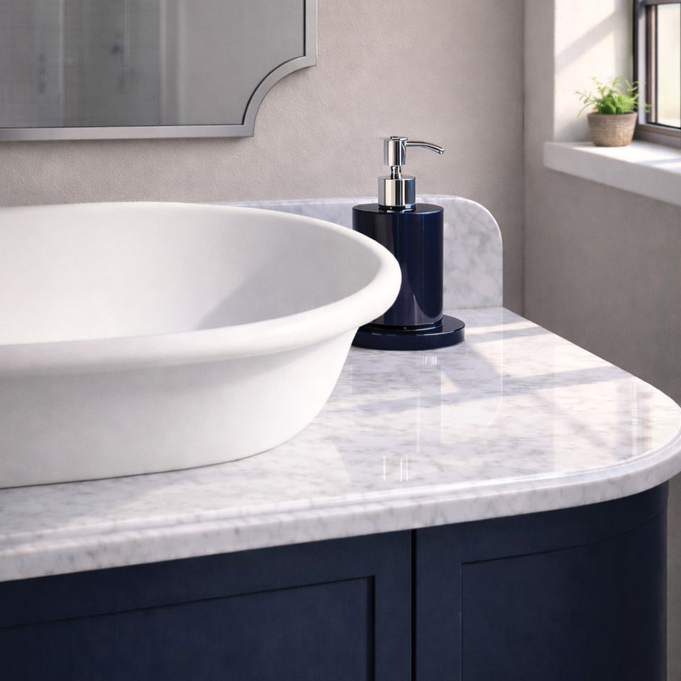 Turner Hastings Evara 90 x 53 Wall Hung Vanity with Real Marble Top & Above Counter Basin - Aegean Blue