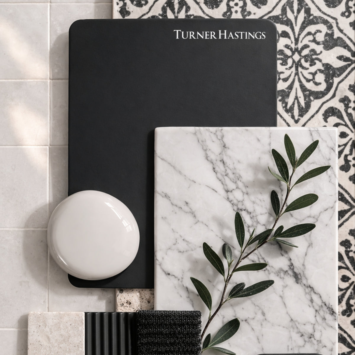 Material Turner Hastings Evara 90 x 53 Wall Hung Vanity with Real Marble Top & Above Counter Basin - Volcanic Ash EV954-VA-NTH - The Blue Space