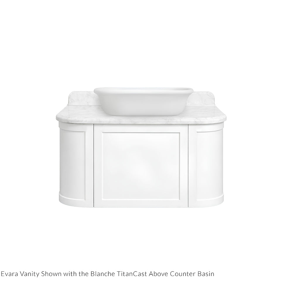 Turner Hastings Evara 90 x 53 Wall Hung Vanity with Real Marble Top & Above Counter Basin - White