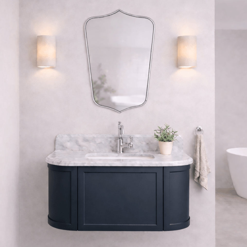 Turner Hastings Evara 90 x 53 Wall Hung Vanity with Real Marble Top & Under Counter Basin - Aegean Blue