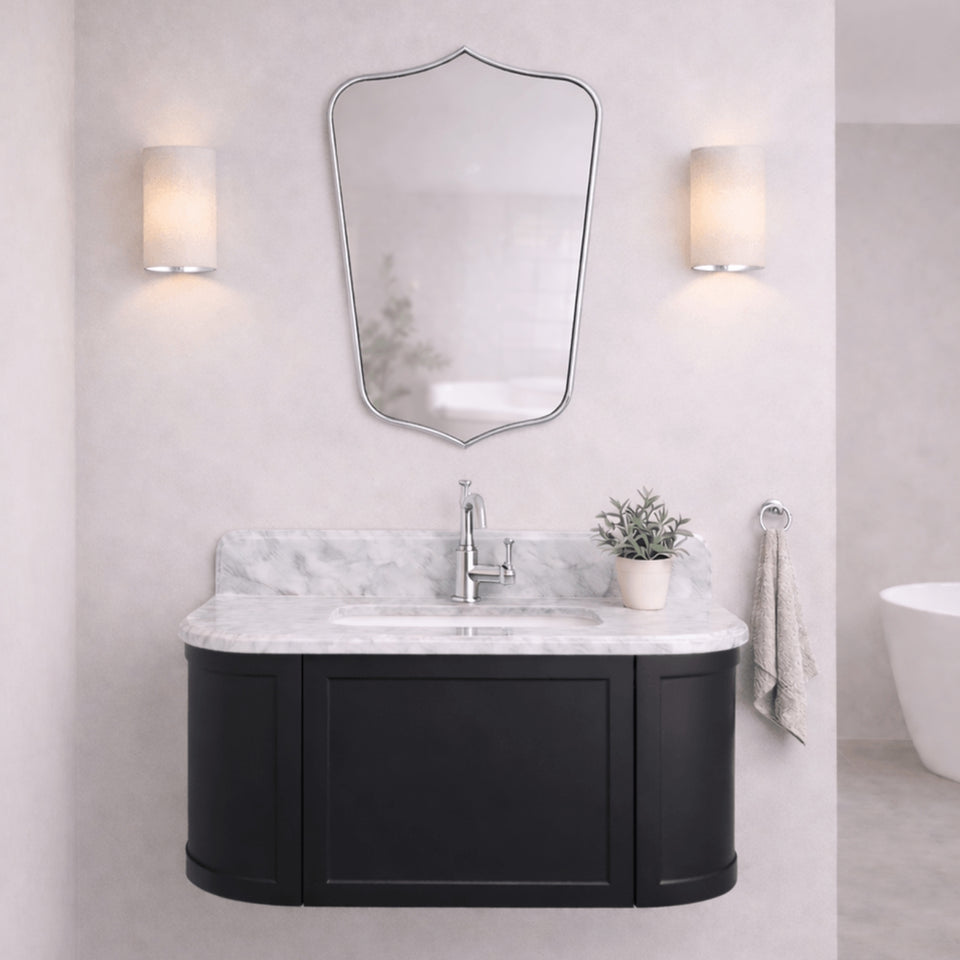 Turner Hastings Evara 90 x 53 Wall Hung Vanity with Real Marble Top & Under Counter Basin - Volcanic Ash
