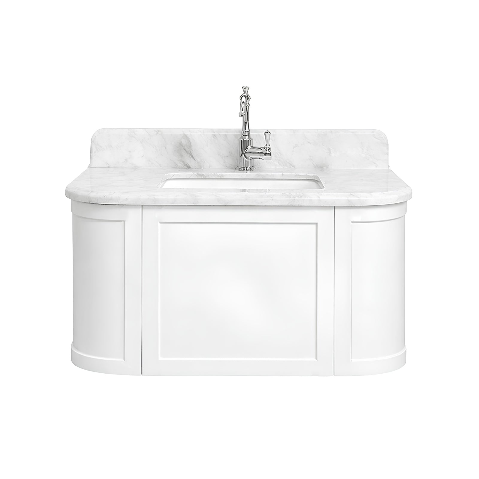Turner Hastings Evara 90 x 53 Wall Hung Vanity with Real Marble Top & Under Counter Basin - White EV950-WH-NTH - The Blue Space