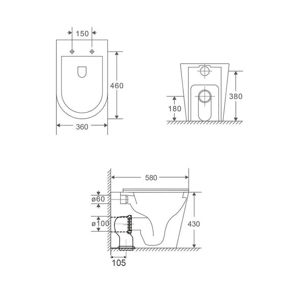 Build Your In-Wall Toilet: Turner Hastings Fino WhisperFlush Wall Faced Toilet Pan Gloss White with Cistern Options