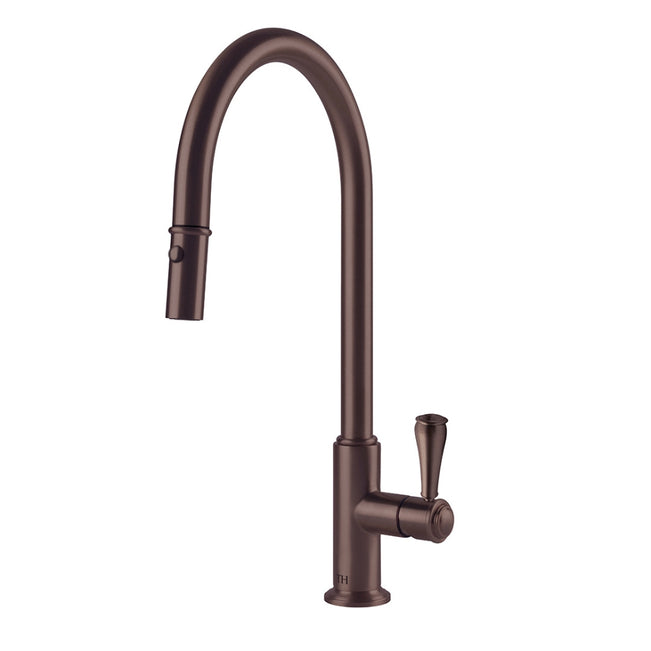 Turner Hastings Ludlow Pull Out Mixer Tap with Metal Lever Handle - English Bronze LU116PM-S-EB - The Blue Space