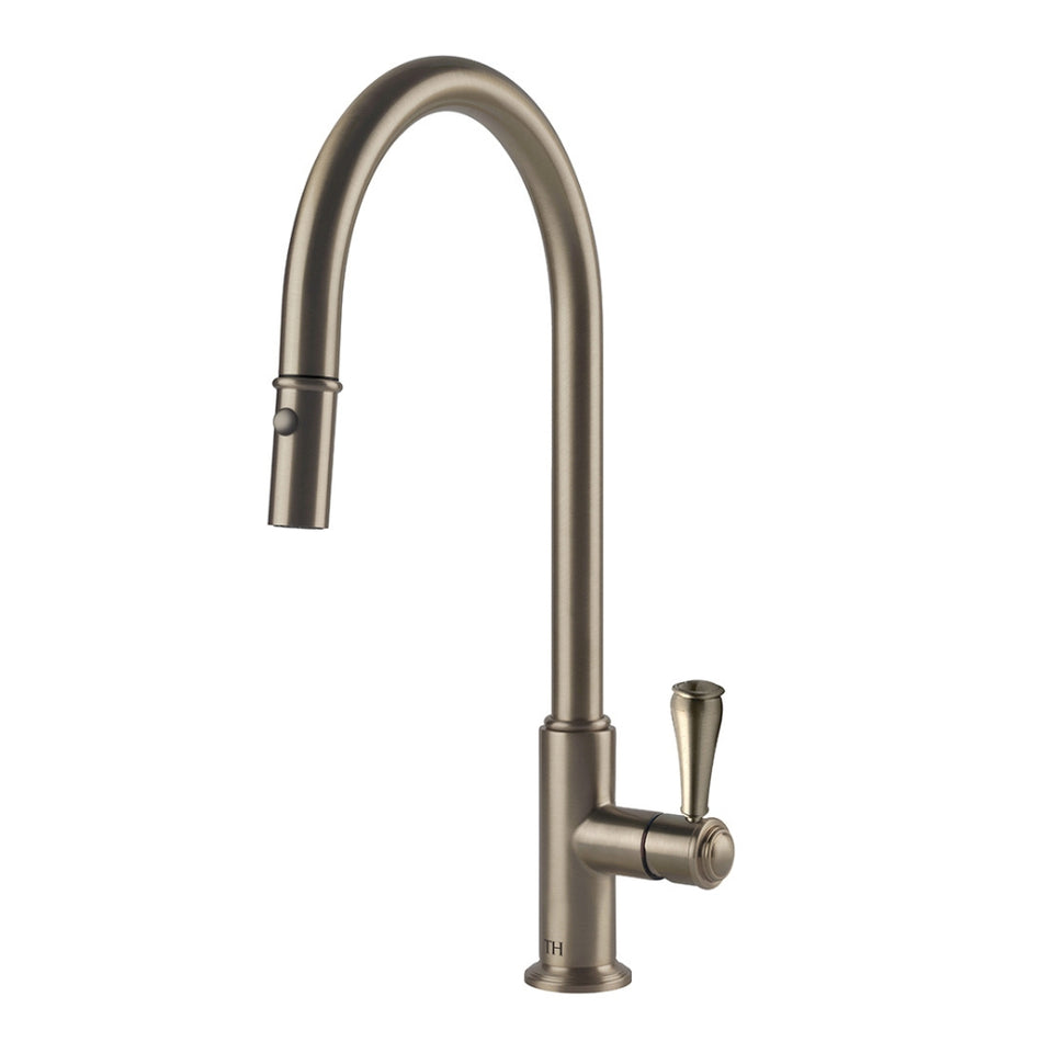 Turner Hastings Ludlow Pull Out Sink Mixer with Metal Lever Handle - Brushed Nickel