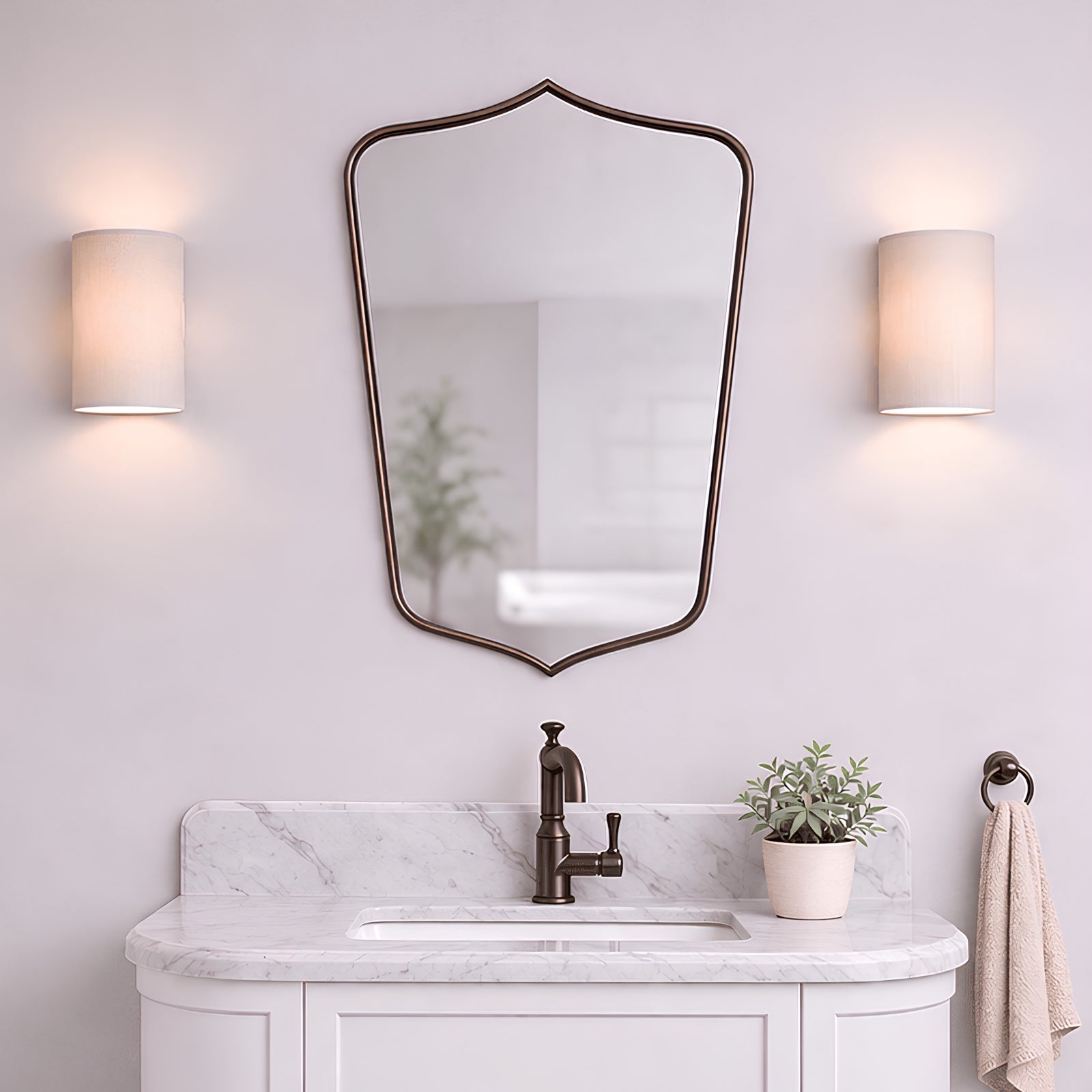 Lifestyle Turner Hastings Mayer Shield 800x500mm Mirror - English Bronze MA411MR-EB - The Blue Space