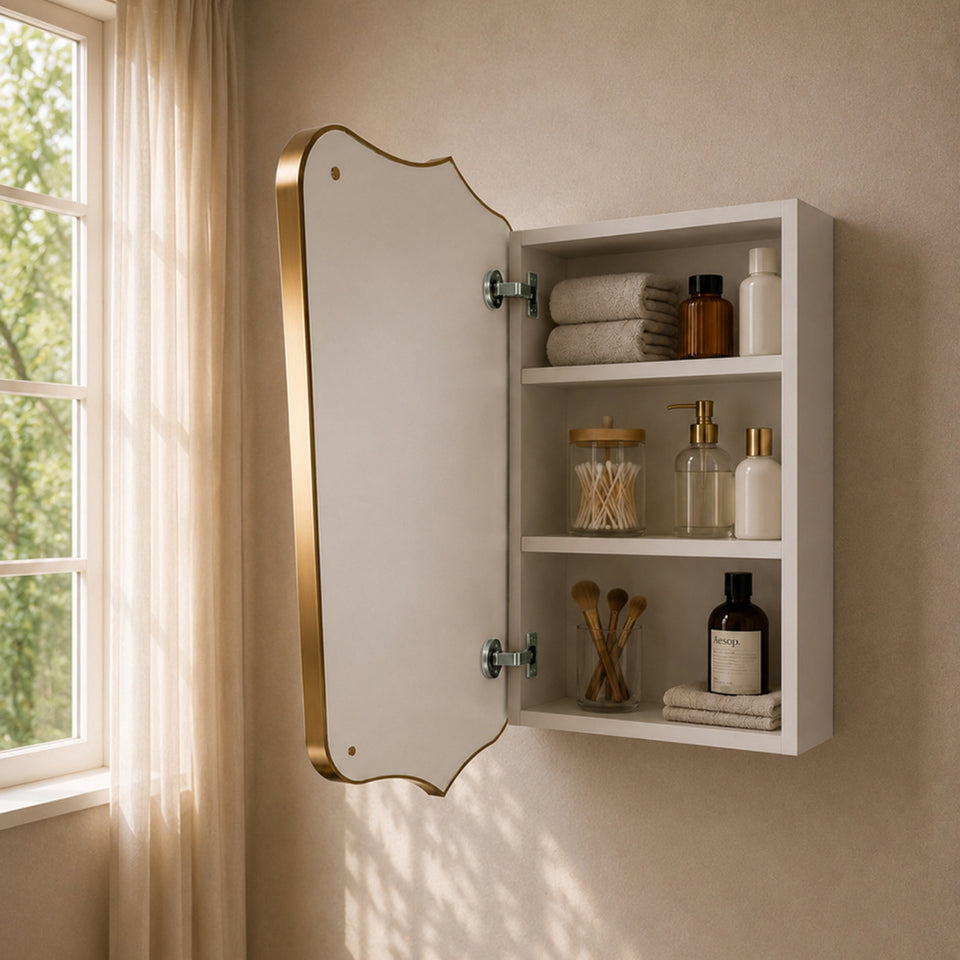 Turner Hastings Mayer Shield 800x500mm Shaving Cabinet - Brushed Brass