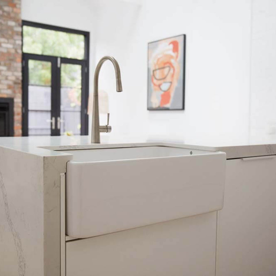 Turner Hastings Novi 75 x 46 Fireclay Single Butler Sink, Universal Flat or Ribbed