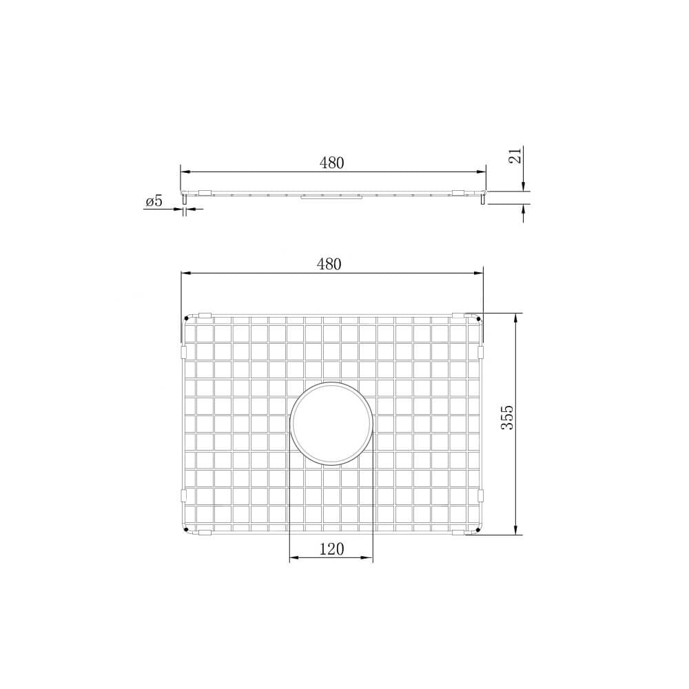 Technical Drawing Turner Hastings Stainless Steel Grid to suit Cuisine 93 x 48 (large side) CUD48SSG - The Blue Space