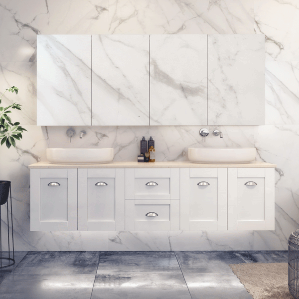 Timberline Victoria Wall Hung Vanity with Silksurface top & Above Counter Basin
