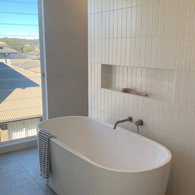 White Bella Subway Tile Matte 65 x 265 x 7mm Ceramic