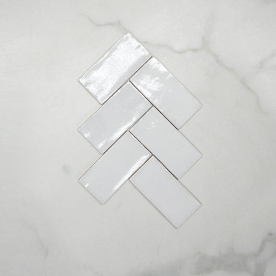 White Dianna Hand Made Subway Tile 75 x 150 x 9mm Spanish Ceramic