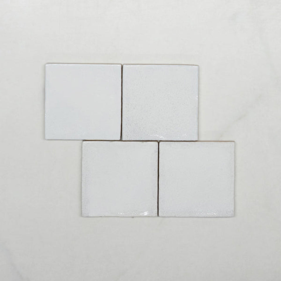 White Dianna Zellige Tile 100 x 100 x 9mm Spanish Ceramic