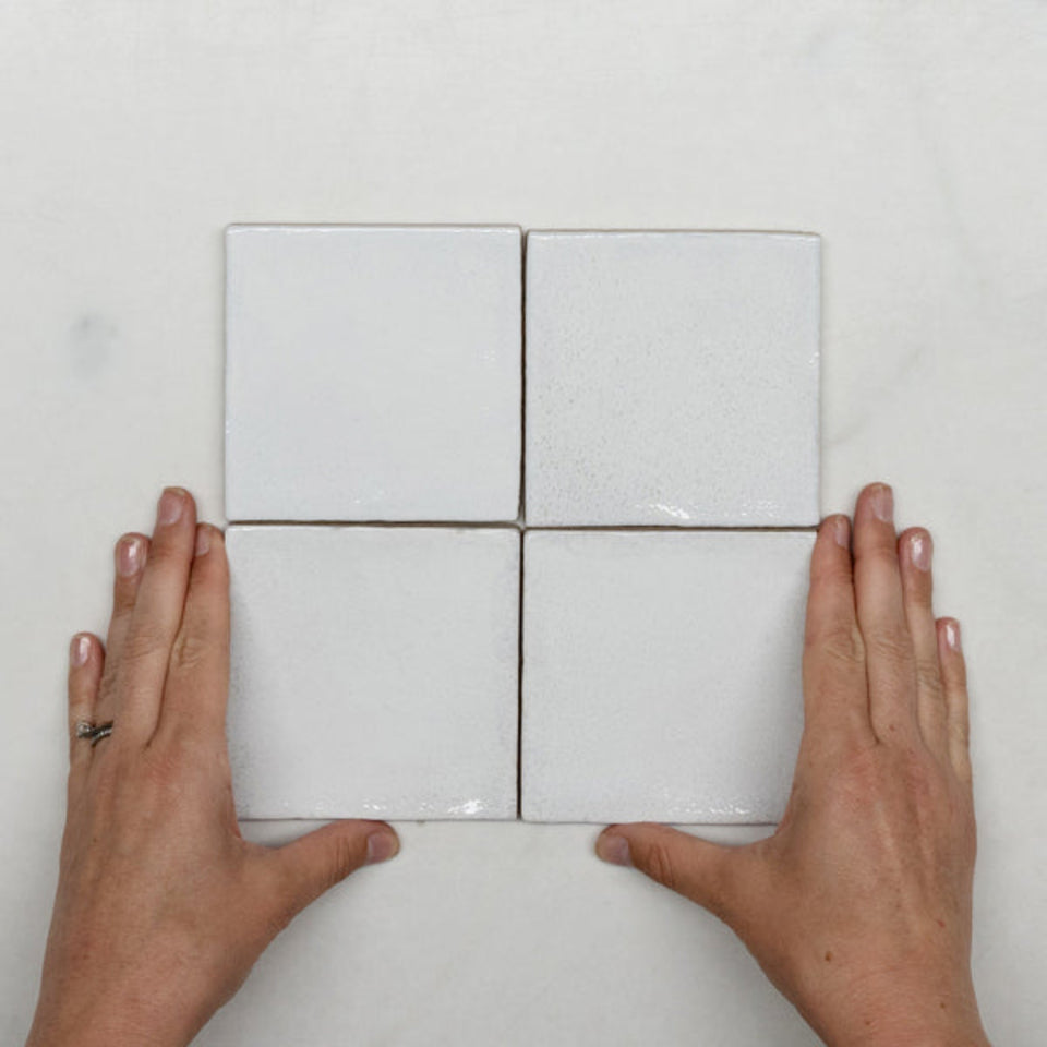 White Dianna Zellige Tile 100 x 100 x 9mm Spanish Ceramic