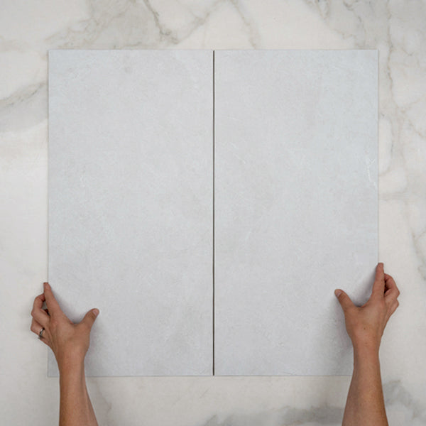 White Tilly Tundra Stone Tile Gloss 300 x 600 x 10mm Porcelain